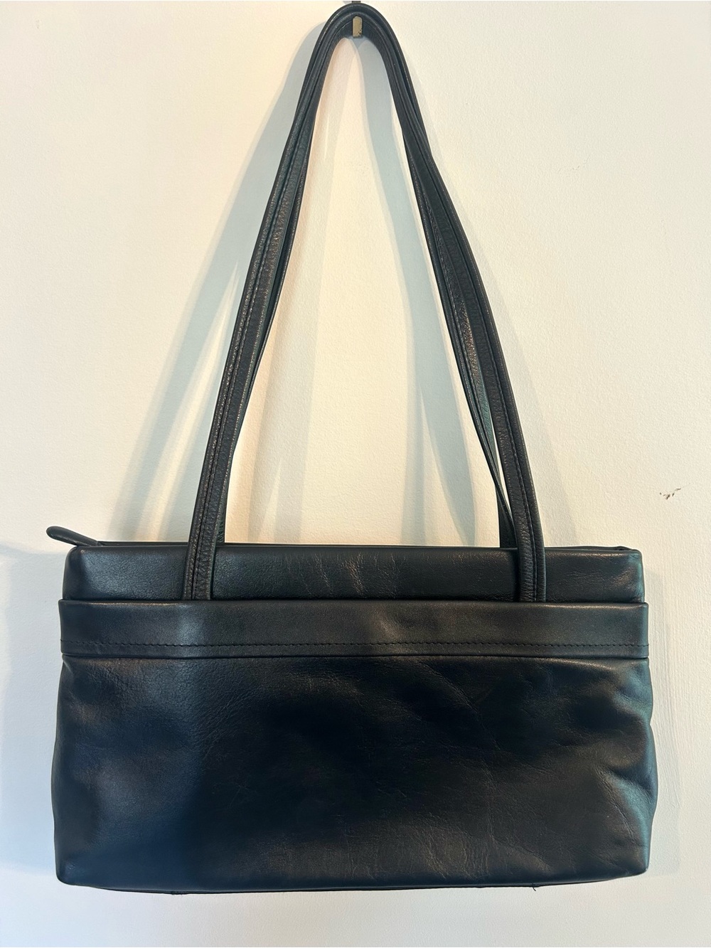 Derek Alexander Classic Black Leather Shoulder Bag Vintage 90s Minimalist Style